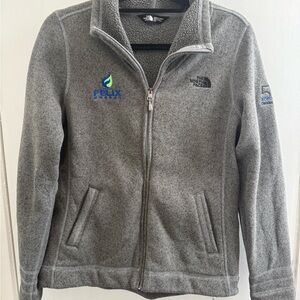 The North Face Gray Fleece Jacket size large 20” from pit to pit